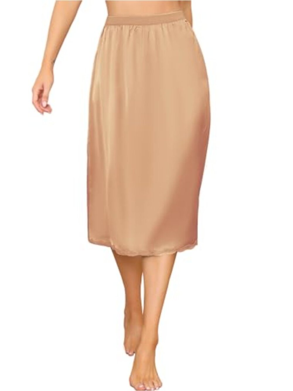 Women's Satin Half Slip Lace Trim Long Underskirt PETTICOAT